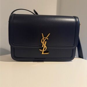 NEVER USED! Saint Laurent Solferino Logo Leather Crossbody Bag - Navy